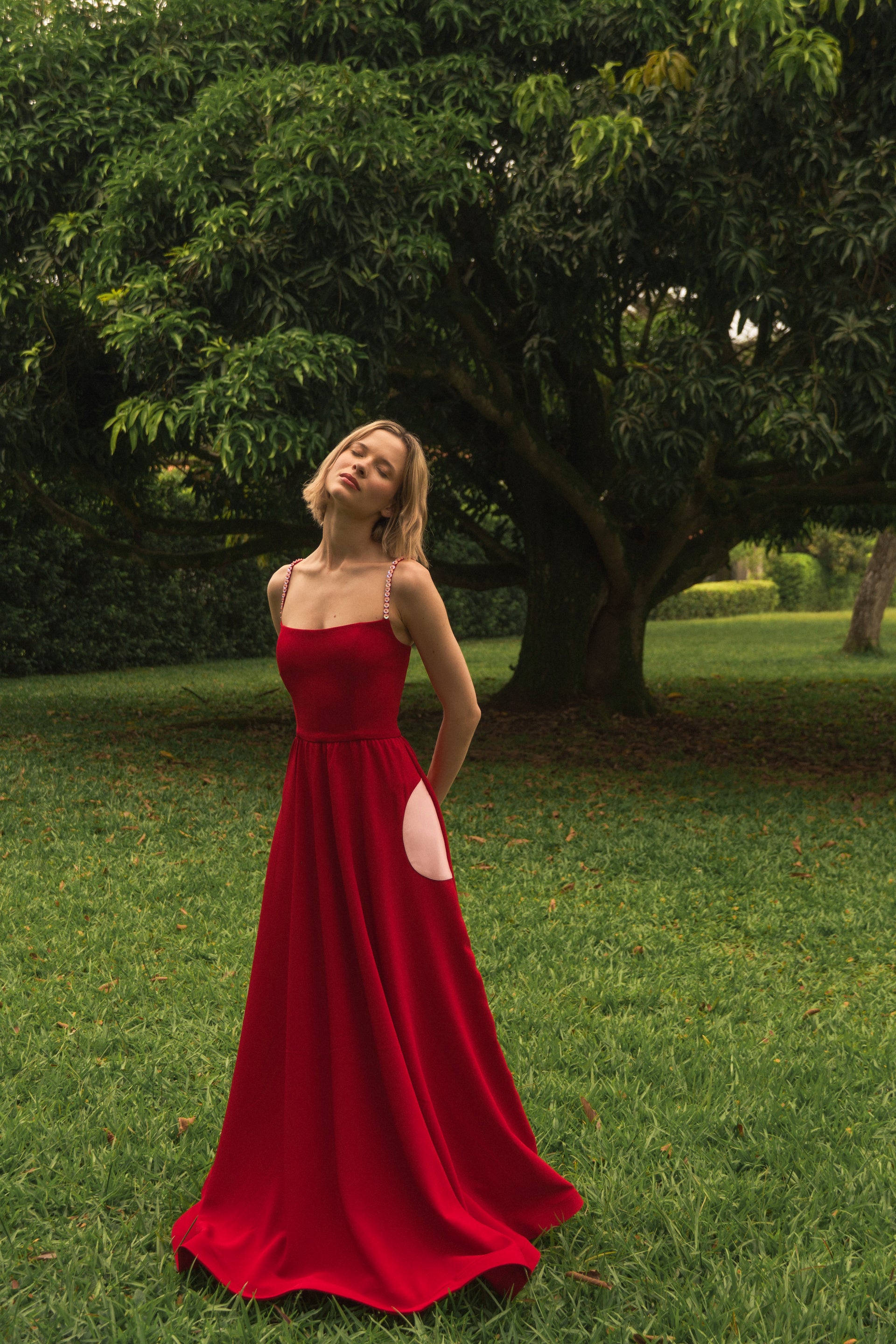 cherry red dress Moon Cherry Maxi Dress